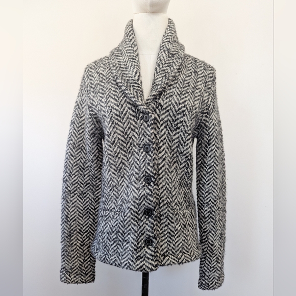 Vintage Ralph Lauren Luxury Knit  Herringbone Shawl Collar Jacket - Picture 1 of 13